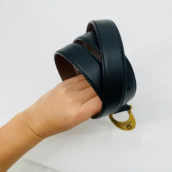 Coach L Signature Buckle Black leather Belt - Picture 3 of 5